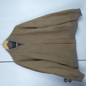 Banana Republic Tan/ Beige Vegan Suede Bomber Jacket Neutral Preppy Sz.XXL